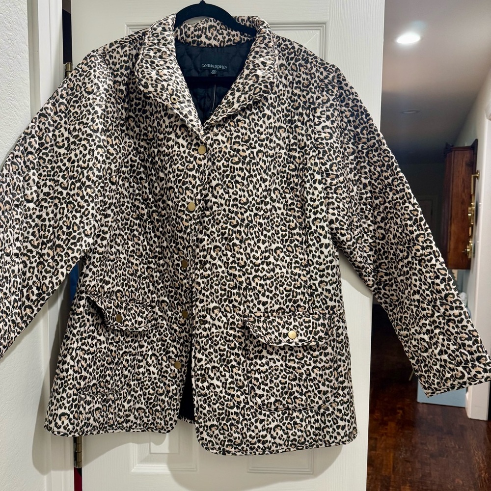 Cynthia Rowley cheetah print Quilted Jacket